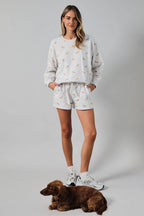 High-Waist Dog Print Sweatshorts