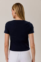 "USA Dog" Embroidered Crew Neck Short Sleeve Tee