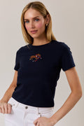 "USA Dog" Embroidered Crew Neck Short Sleeve Tee