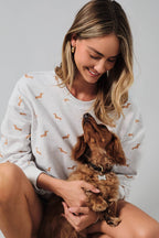 Round Neck Long Sleeve Dog Print Sweatshirt