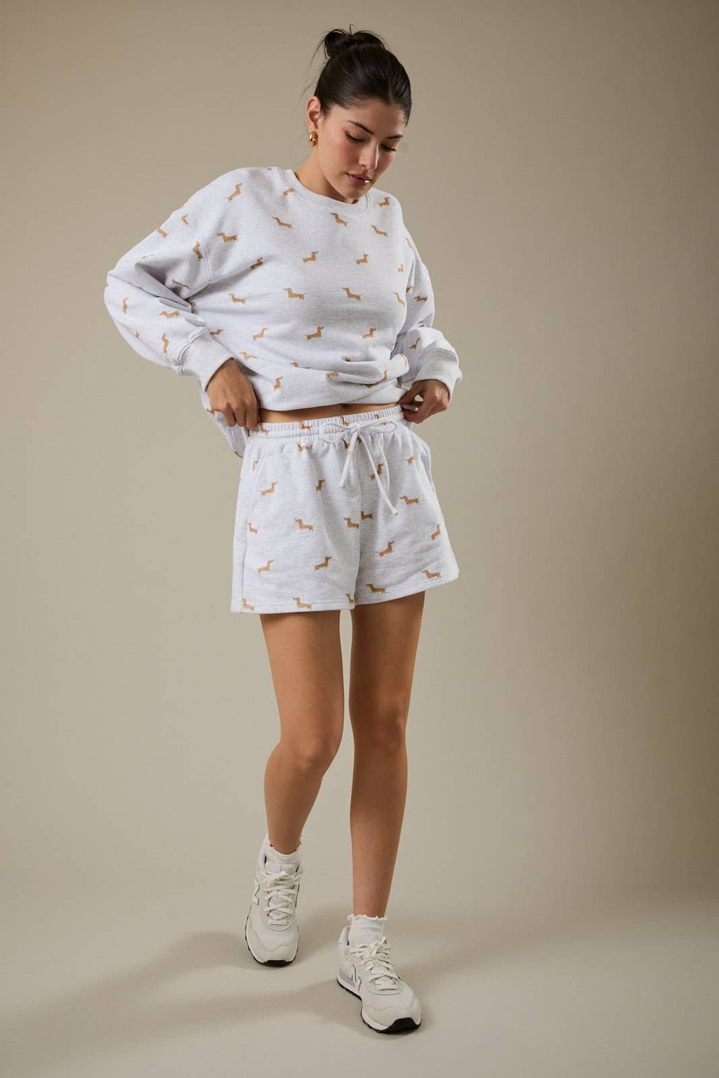 High-Waist Dog Print Sweatshorts