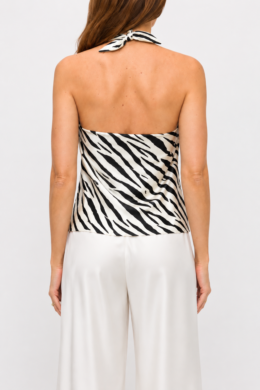 Midnight Zebra Halter (Satin Halter Top)