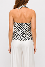 Midnight Zebra Halter (Satin Halter Top)