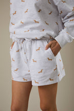 High-Waist Dog Print Sweatshorts