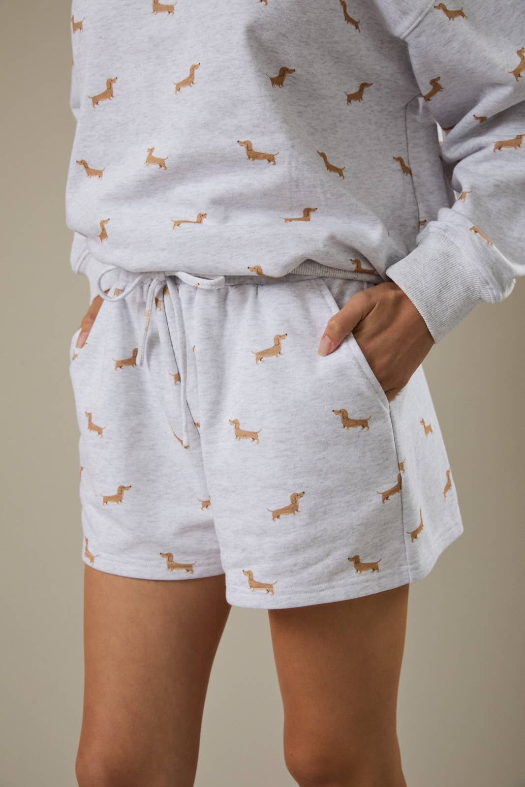 High-Waist Dog Print Sweatshorts