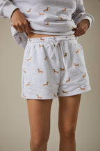 High-Waist Dog Print Sweatshorts