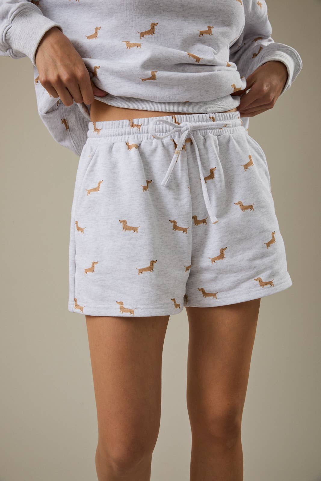 High-Waist Dog Print Sweatshorts